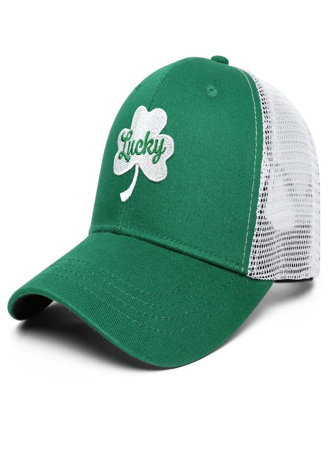 Kuyuayee St Patricks Day Embroidered Trucker Hat for Men and Women Saint Pattys Shamrock Adjustable Washable Baseball Cap Gifts - Image 2