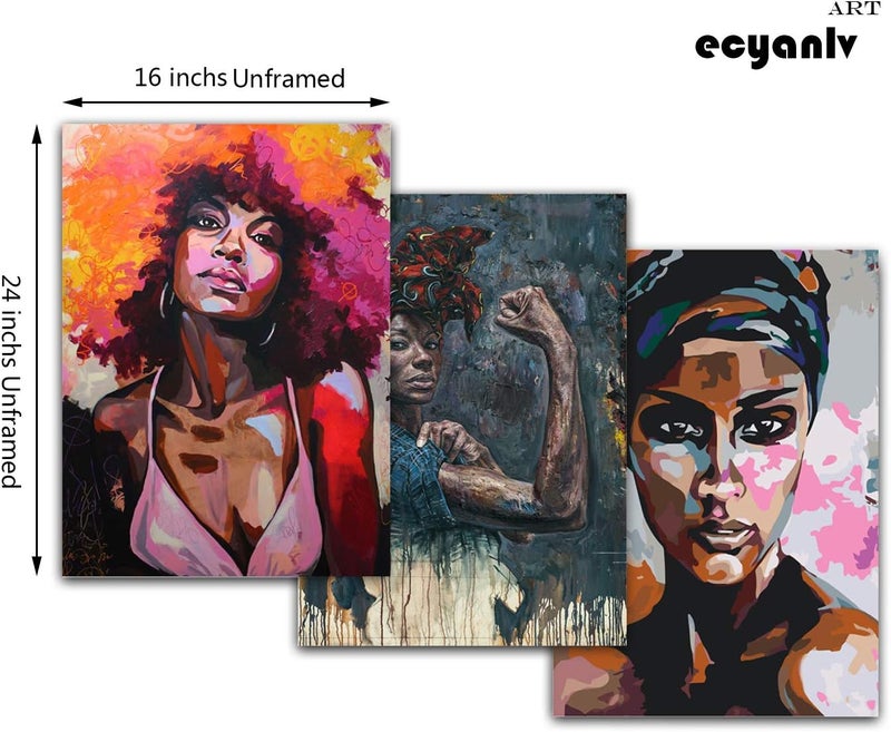 Ecyanlv African American Woman Canvas Wall Art Set - Image 5