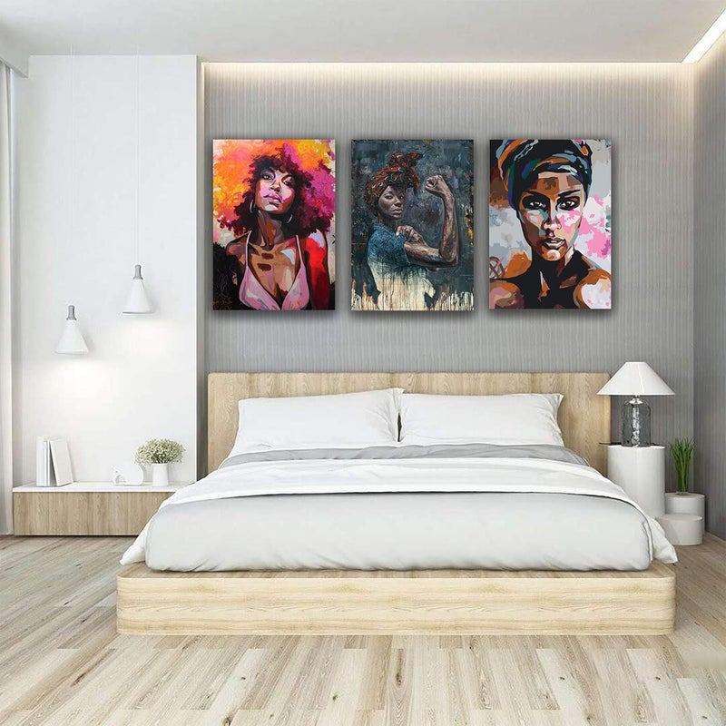 Ecyanlv African American Woman Canvas Wall Art Set - Image 4