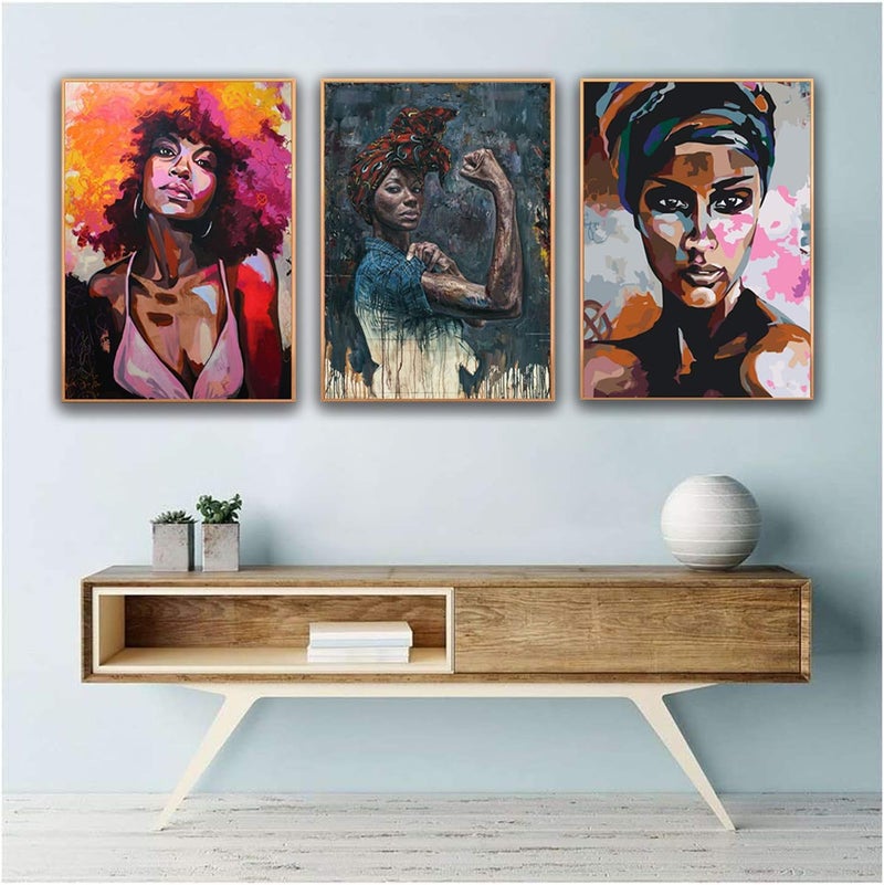 Ecyanlv African American Woman Canvas Wall Art Set - Image 1