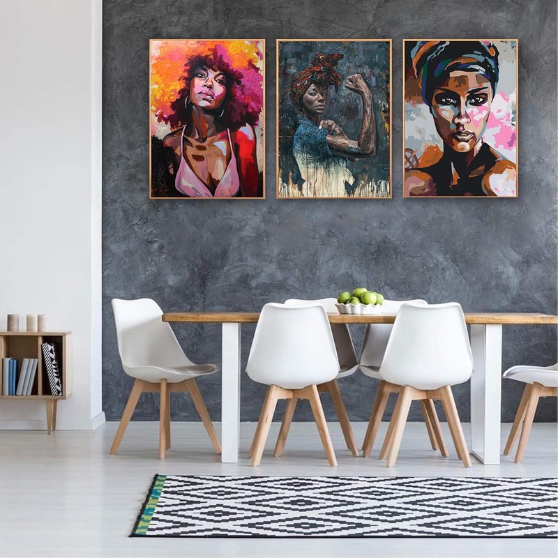 Ecyanlv African American Woman Canvas Wall Art Set - Image 2