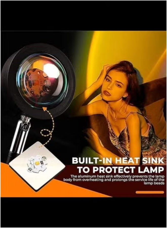 JAJEEK مصباح عرض غروب الشمس LED مع 16 لون ليزر وضوء قوس قزح | تأثيرات إضاءة ديناميكية دوارة 360° | تحكم عن بعد متضمن | مثالي لأجواء غرفة النوم، الحفلات، التصوير والاسترخاء | تصميم مدمج وسهل الاستخدام - Image 3