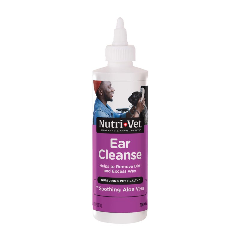 nutri vet Nutri-Vet Ear Cleanse for Dogs, Liquid Ear Cleanser with Soothing Aloe and Salicylic Acid, Removes and Cleans Wax, Dirt, and Debris, Deodorizes, and Itch Relief, Gentle Veterinarian Formulated, 8oz - Image 1