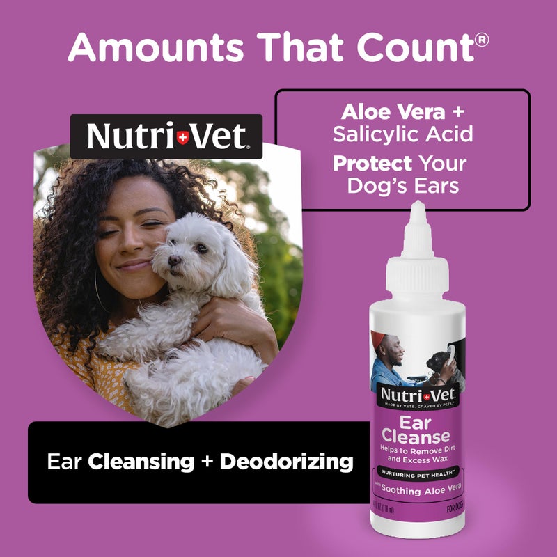 nutri vet Nutri-Vet Ear Cleanse for Dogs, Liquid Ear Cleanser with Soothing Aloe and Salicylic Acid, Removes and Cleans Wax, Dirt, and Debris, Deodorizes, and Itch Relief, Gentle Veterinarian Formulated, 8oz - Image 4