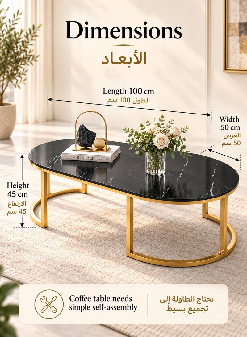 شاربدو طاولات قهوة فاخرة بتصميم عصري لغرفة المعيشة مع تخزين تصميم رخامي دائري طاولات جانبية خشبية من باجاس للأثاث المنزلي 100*50*45 سم - Image 2