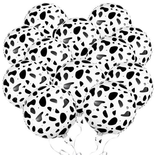 HSLCGF 12 Pcs 18 inch Cow Print Aluminum Foil Balloons Jungle Animal Patterns Round Aluminium Foil Balloon Wildlife Print Balloons for Zoo Themed Jungle Safari Themed Birthday Decorations - Image 1