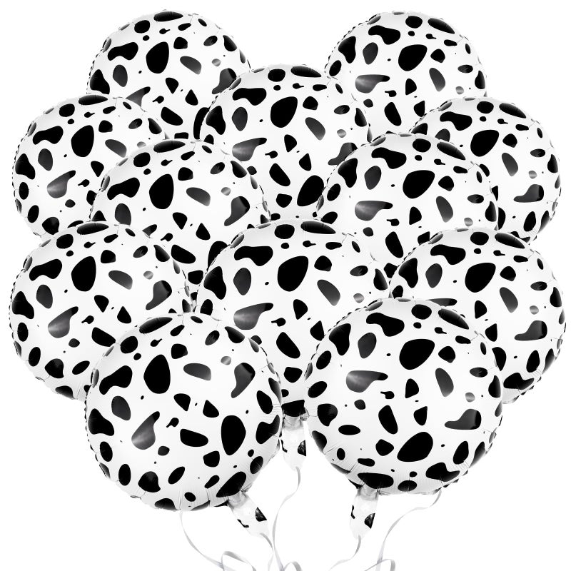 HSLCGF 12 Pcs 18 inch Cow Print Aluminum Foil Balloons Jungle Animal Patterns Round Aluminium Foil Balloon Wildlife Print Balloons for Zoo Themed Jungle Safari Themed Birthday Decorations - Image 3