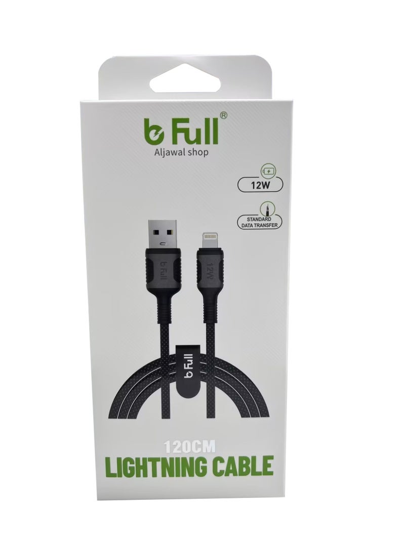 بي فول كابل شحن bFull BF-Z1 USB-A إلى Lightning بطول 1.2 متر – شحن 12 واط، نقل بيانات 480 Mbps، كابل مجدول متين لأجهزة iPhone و iPad - Image 2