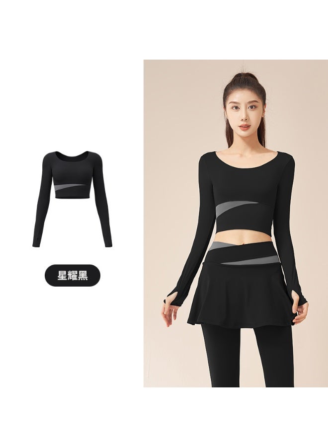 Color Matching Long-sleeved Yoga Suit  Nude Feeling Tight And Thin Sports Running Fitness Suit Women - Image 1