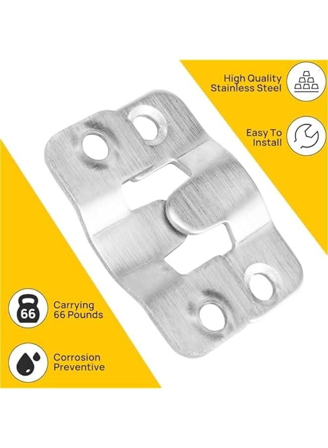 30 Pcs Flush Mount Bracket, Interlocking Photo Frame Hook, Stainless Steel Heavy Duty Picture Hanging Cleat, French Cleat Hanger with Screws, Mirror Hanging Brackets for Photo Shelf, Mirror, Artwork - Image 2