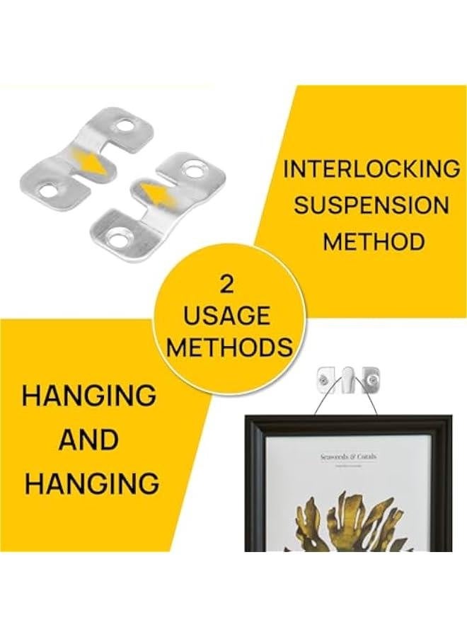 30 Pcs Flush Mount Bracket, Interlocking Photo Frame Hook, Stainless Steel Heavy Duty Picture Hanging Cleat, French Cleat Hanger with Screws, Mirror Hanging Brackets for Photo Shelf, Mirror, Artwork - Image 3