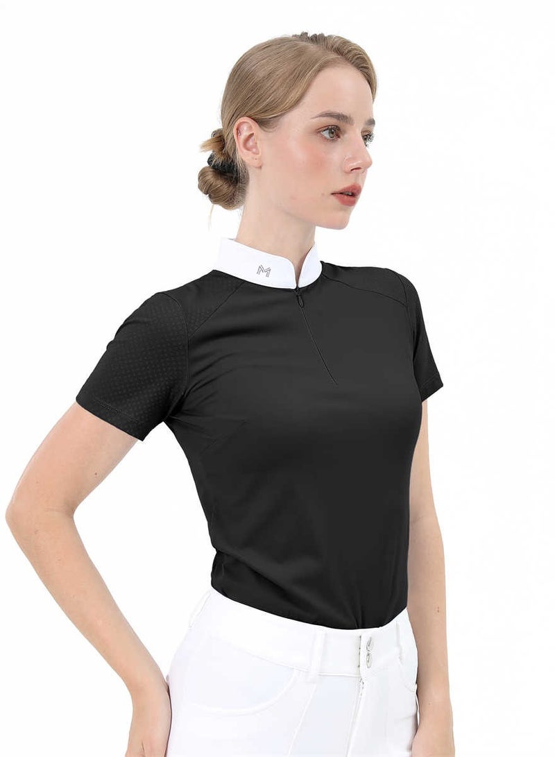 general Women Short Sleeve Equestrian T-shirts Summer Breathable Riding Horse Tops with M Pattern Equestrian Clothes - Image 1