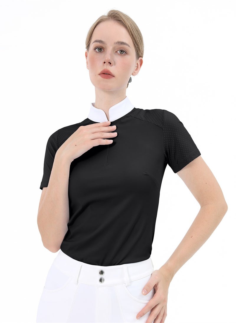 general Women Short Sleeve Equestrian T-shirts Summer Breathable Riding Horse Tops with M Pattern Equestrian Clothes - Image 3