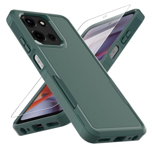 yuanming for Moto G 5G 2025 Case, [Military Grade Drop Tested] with Screen Protector, Dual Layer Protective Heavy Duty Cell Phone Cover Non-Slip Shockproof Case for Motorola Moto G 5G 2025 (Dark Green) - Image 1