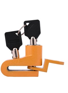 Generic Safety Lock And Anti-Theft Protection, Small Stainless Steel Disc Lock For Motorcycles, Scooters, Swivel Wheel Brake Lock And Others-Orange Orange Angle  - Image 1