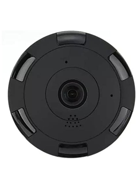 كاميرا مراقبة بانورامية 360 درجة واي فاي مع ذاكرة microSD، رؤية ليلية، وصوت ثنائي، بدون DVR - أسود