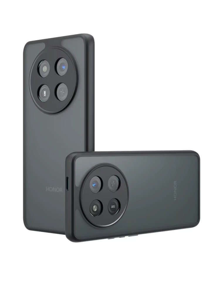 حافظة هاتف HONOR X9C سوداء أنيقة مصنوعة من مادة TPU+PC مقاومة للصدمات وملمس غير لامع - Image 1