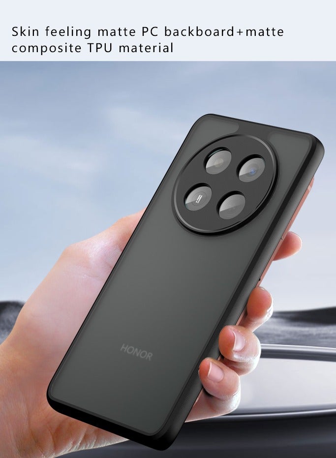 حافظة هاتف HONOR X9C سوداء أنيقة مصنوعة من مادة TPU+PC مقاومة للصدمات وملمس غير لامع - Image 2