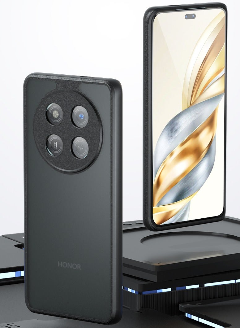 حافظة هاتف HONOR X9C سوداء أنيقة مصنوعة من مادة TPU+PC مقاومة للصدمات وملمس غير لامع - Image 3