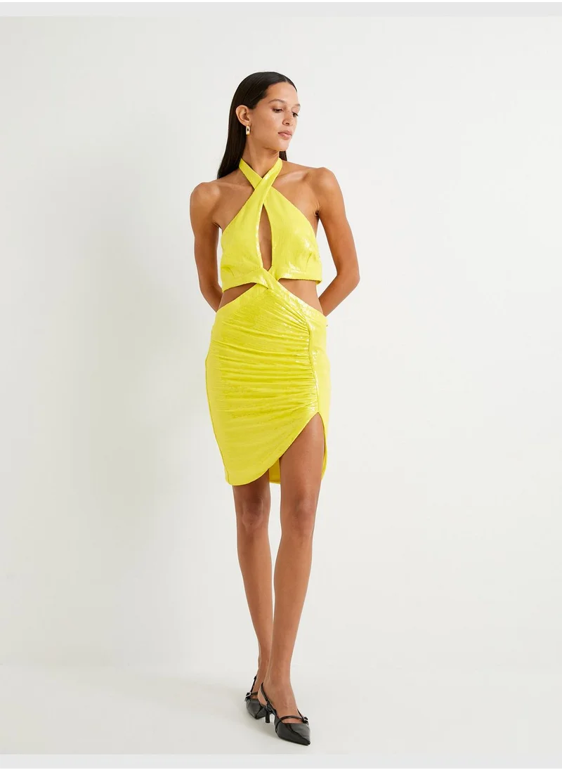 KOTON Sequined Cut Out Detail Mini Dress