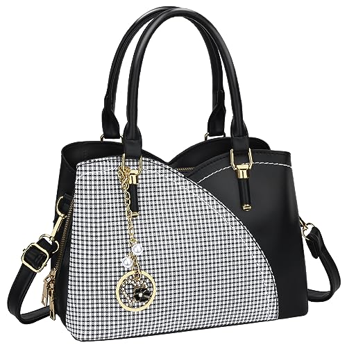 KKXIU Triple Compartments Purses and Handbags for Women Fashion Ladies Satchel Shoulder Top Handle Bag (1-Black) - Image 1