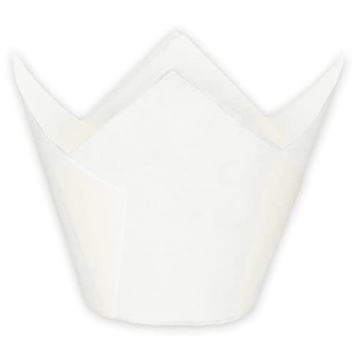 MyBakning Jumbo Extra Large size White Tulip Baking Cups 214Base diameter x 334Wall height Greaseproof paper baking cupcake Muffin liners Case of 130 pcs