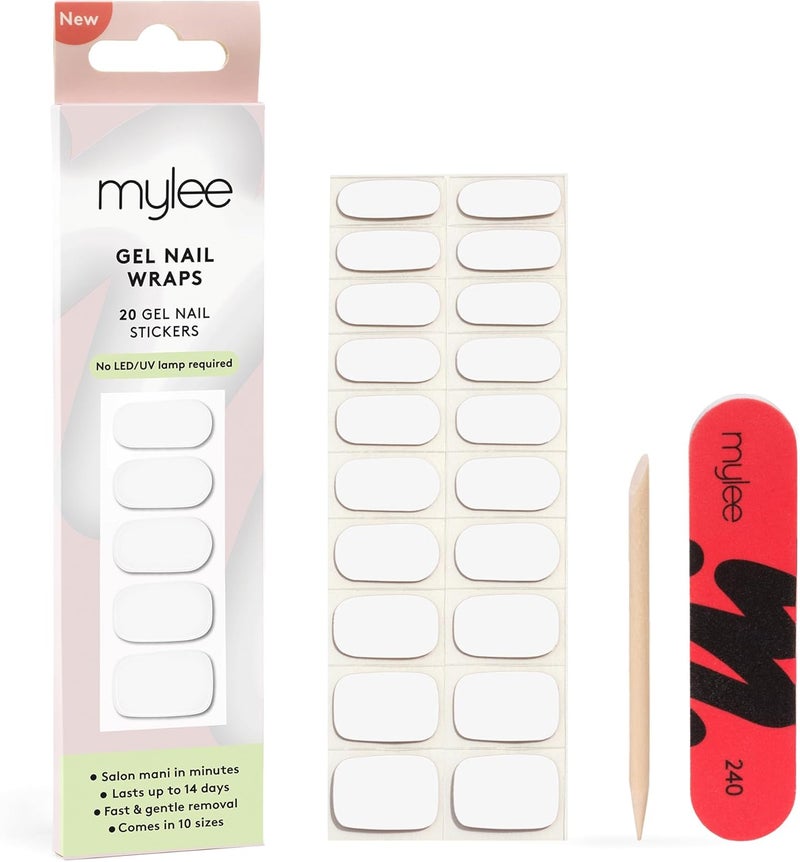Mylee Gel Nail Wraps Break The Ice 10 PreCured Gel Stickers for Instant Mani No Lamp Needed ChipResistant Glossy Finish Lasts Up to 14 Days Easy to Apply Vegan CrueltyFree