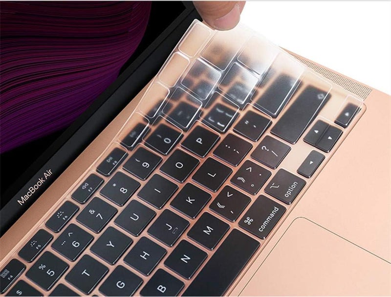 سيفن لاين غطاء لوحة مفاتيح TPU فائق النحافة جديد من متوافق مع MacBook Air 13 بوصة 2023 2022 2021 2020 2019 2018 (موديل: M1 A2337/A2179، تخطيط US) واقي لوحة مفاتيح Touch ID، شفاف - Image 4