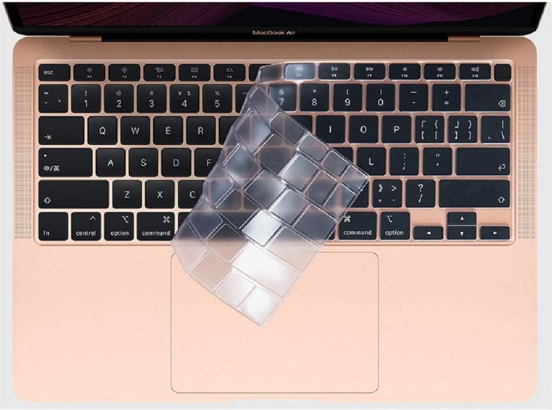 سيفن لاين غطاء لوحة مفاتيح TPU فائق النحافة جديد من متوافق مع MacBook Air 13 بوصة 2023 2022 2021 2020 2019 2018 (موديل: M1 A2337/A2179، تخطيط US) واقي لوحة مفاتيح Touch ID، شفاف - Image 1