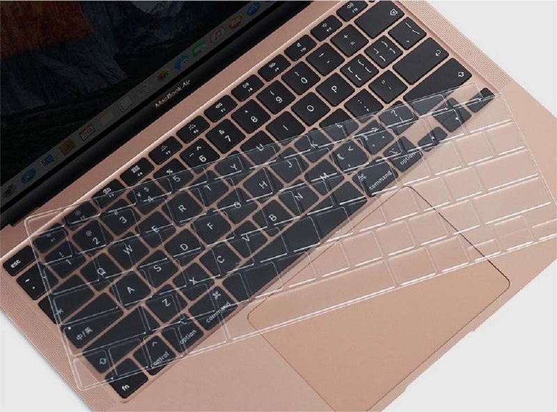 سيفن لاين غطاء لوحة مفاتيح TPU فائق النحافة جديد من متوافق مع MacBook Air 13 بوصة 2023 2022 2021 2020 2019 2018 (موديل: M1 A2337/A2179، تخطيط US) واقي لوحة مفاتيح Touch ID، شفاف - Image 3