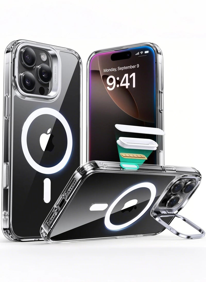 ZORIK ZORIK for iPhone 16 Pro Max Case, Compatible with MagSafe,  Built-in Stash Stand Phone Case, Scratch-Resistant Back Cover, Classic Series, Clear  - Image 1