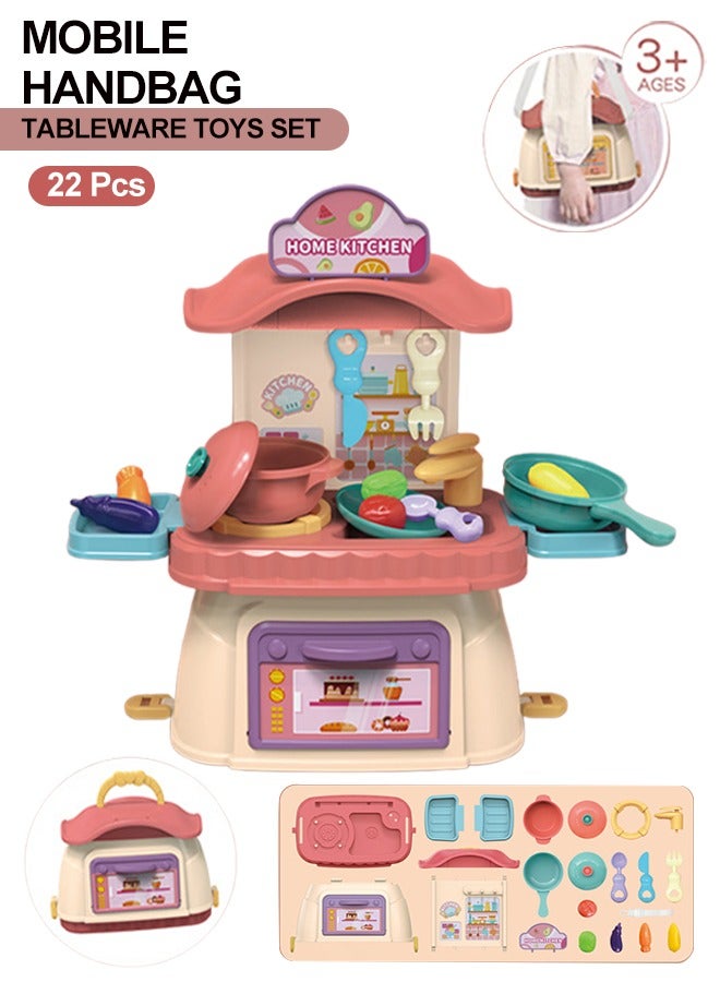 22 pcs Kitchen Playset for Kids,Cooking Kitchen Toys Playset for Toddler,Pretend Play Kitchen Accessories with Play Food,Rich Realistic Details Include Vegetables, Knife, Fork and Pots,eparable Design Kids Pretend Kitchen Toys,Portable Kids Play Kitchen Set Gift for Girls and Boys - Image 1