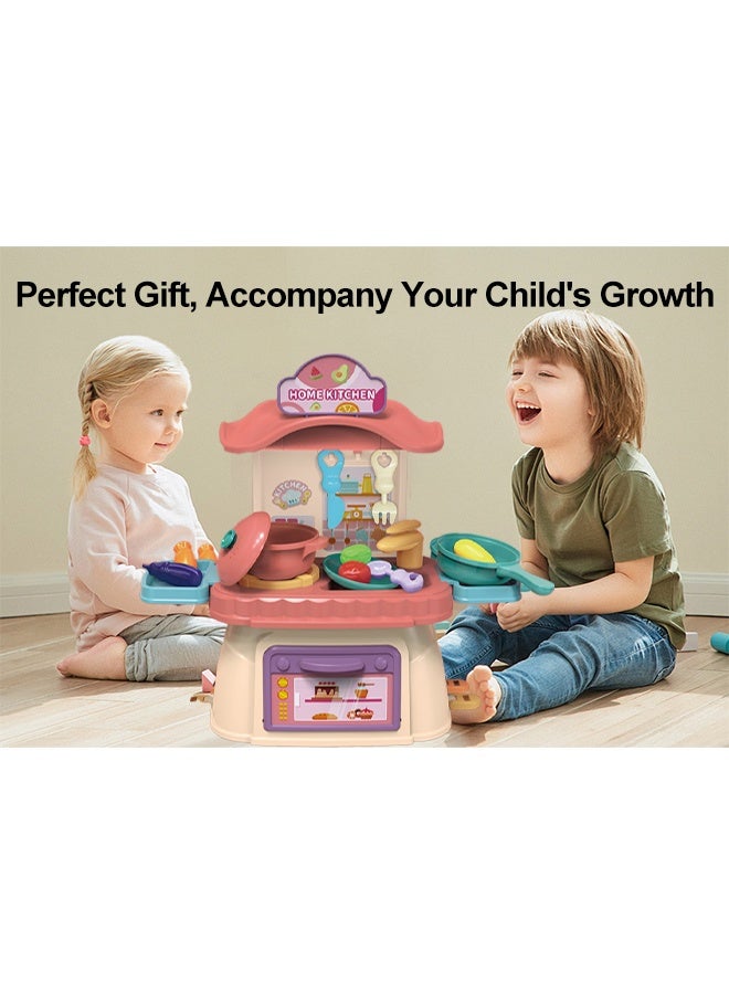 22 pcs Kitchen Playset for Kids,Cooking Kitchen Toys Playset for Toddler,Pretend Play Kitchen Accessories with Play Food,Rich Realistic Details Include Vegetables, Knife, Fork and Pots,eparable Design Kids Pretend Kitchen Toys,Portable Kids Play Kitchen Set Gift for Girls and Boys - Image 3