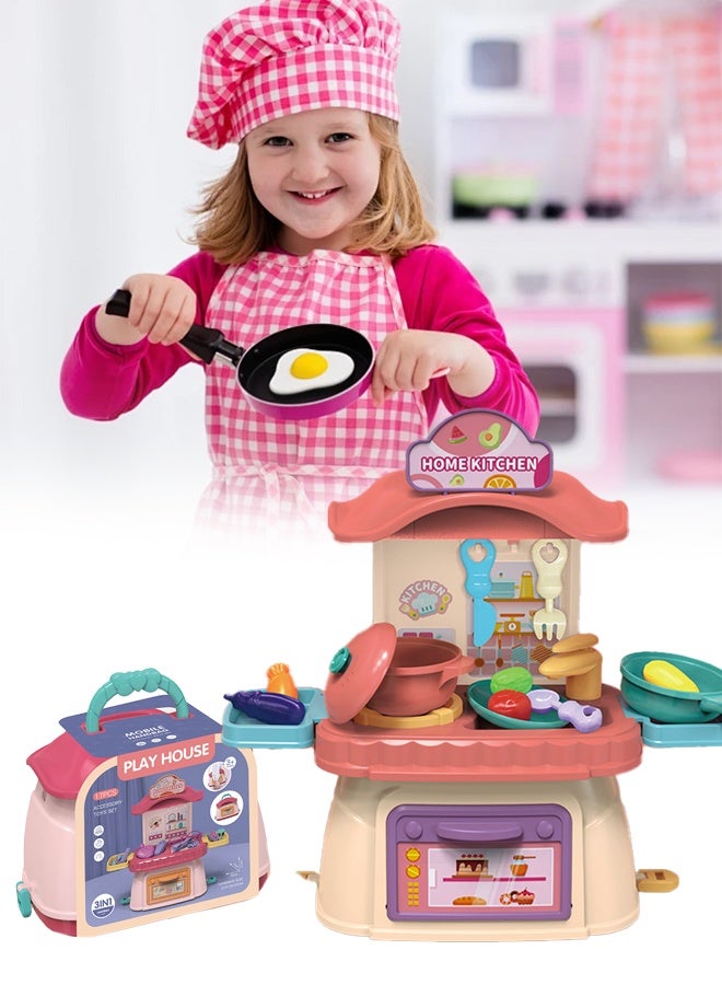 22 pcs Kitchen Playset for Kids,Cooking Kitchen Toys Playset for Toddler,Pretend Play Kitchen Accessories with Play Food,Rich Realistic Details Include Vegetables, Knife, Fork and Pots,eparable Design Kids Pretend Kitchen Toys,Portable Kids Play Kitchen Set Gift for Girls and Boys - Image 5
