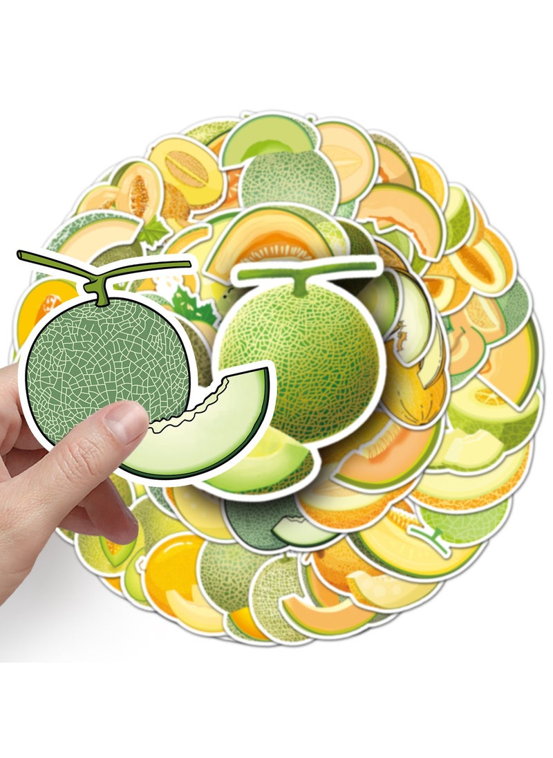 ORAINBOW 50 Pcs Hami Melon Stickers for Teens Boys Girls Trendy Vinyl Waterproof Cantaloupe Stickers for Laptop Tablet Flasks Scrapbook Bottles Computer Luggage Notebook Fruits Decal  - Image 2