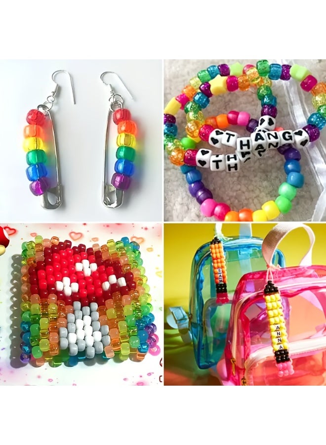 Capstro 4700 PCS Pony Beads Jewelry Making Kit – 72 Multi-Color Acrylic Large-Hole Beads with Elastic Cords | DIY Necklace & Hair Braid Craft Set | Creative Arts & Crafts Kit for Kids, Teens & Adults - Image 5