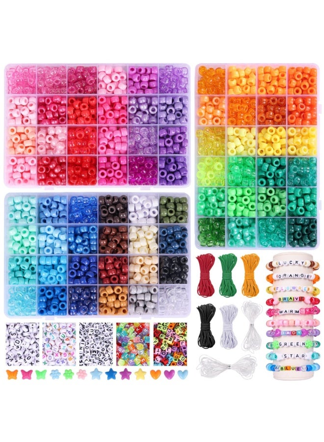 Capstro 4700 PCS Pony Beads Jewelry Making Kit – 72 Multi-Color Acrylic Large-Hole Beads with Elastic Cords | DIY Necklace & Hair Braid Craft Set | Creative Arts & Crafts Kit for Kids, Teens & Adults - Image 1