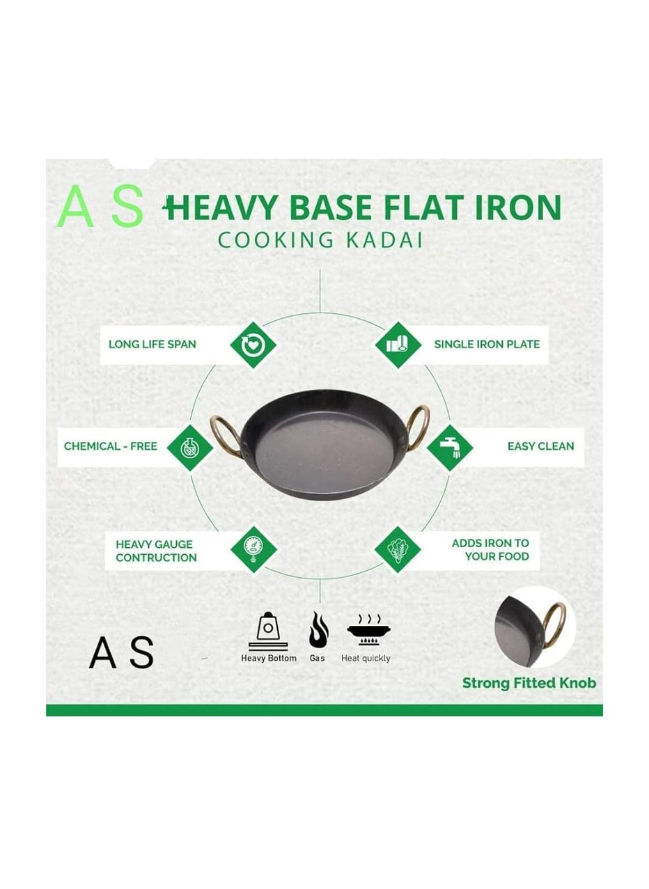 AS A S Heavy Base Iron Flat KadaiTaviFry PanTai for Making jalebi dal tadka etc 14 inch 35 CM 4 Liter  - Image 3