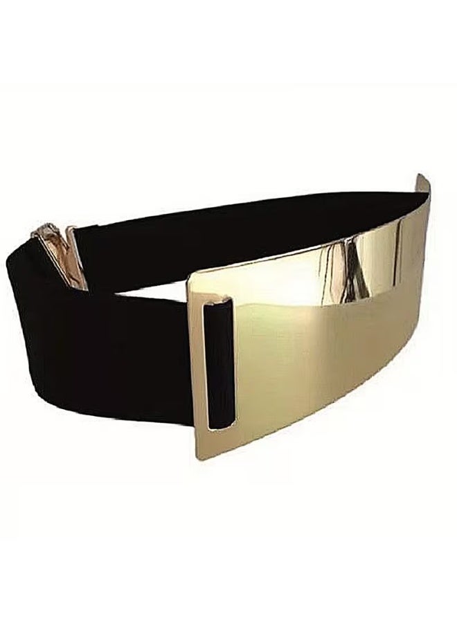 Goolsky Women's Stretchy Black Elastic Waist Belt - Adjustable Metallic Finish for Dresses, Coats & Casual Wear - Perfect for Weddings, Work, and Everyday Style, Evening Accessory | Sleek Modern Belt | Elastic Nylon Belt - Image 5