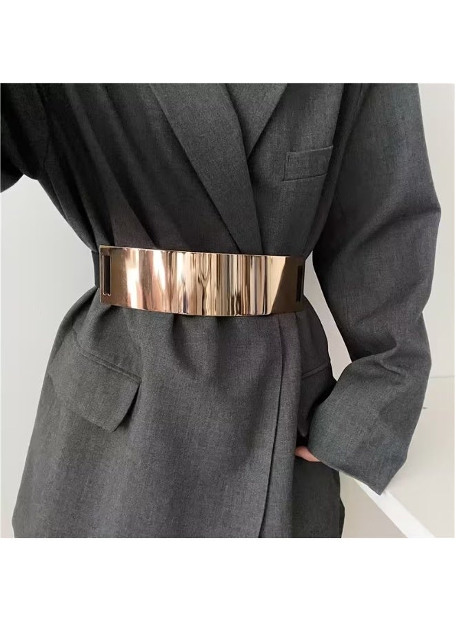 Goolsky Women's Stretchy Black Elastic Waist Belt - Adjustable Metallic Finish for Dresses, Coats & Casual Wear - Perfect for Weddings, Work, and Everyday Style, Evening Accessory | Sleek Modern Belt | Elastic Nylon Belt - Image 2