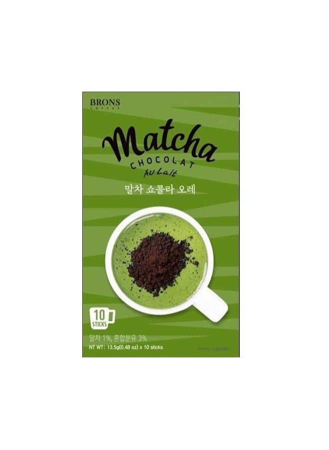 Brons Matcha Chocolate Cafe Au Lait, 10 Sticks  - Image 1