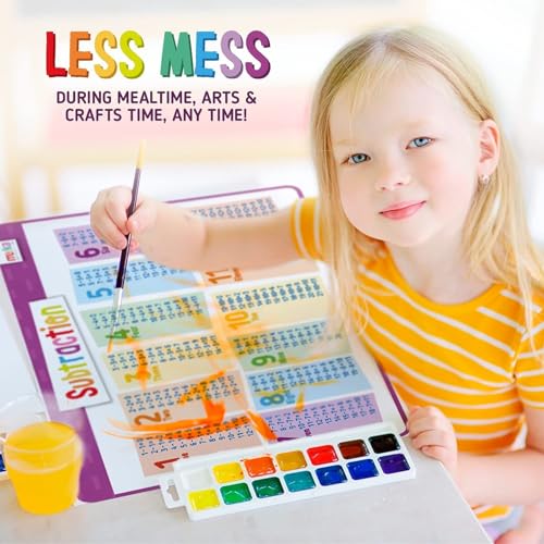 merka Multiplication Placemats for Kids & Math Facts Placemat Set - 17 x 11 in Silicone 5-Pack, Multicolor, Ages 6+ - Washable & Reusable with Secure-Grip Backing for Addition, Subtraction & Division - Image 5