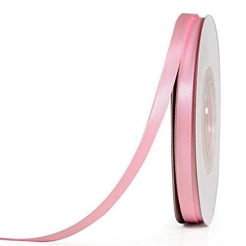 YAMA Light Pink Double Faced Satin Ribbon 1/4 Inch 25 Yards Thin Pink Ribbon for Gift Wrapping Crafts Bows Wedding Party Decoration - Image 1