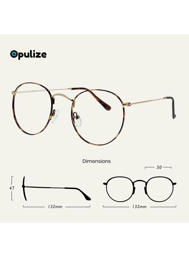 Opulize Sol Blue Light Blocking Glasses Cool Metal Retro Reduces Glare Anti Headaches Improve Sleep Computer Gaming Mens Womens B94, Brown Tortoiseshell - Image 2