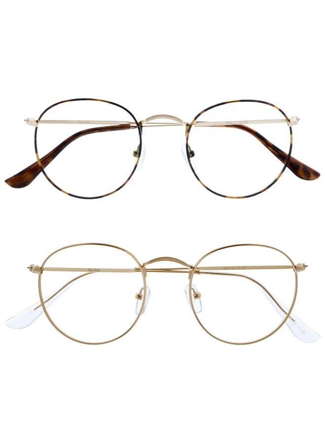 Opulize Sol Blue Light Blocking Glasses Cool Metal Retro Reduces Glare Anti Headaches Improve Sleep Computer Gaming Mens Womens B94, Brown Tortoiseshell - Image 1