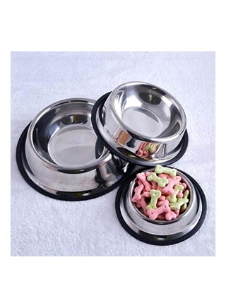 Stainless Steel Pets Food And Water Bowl 3 Pcs - 276 Grams