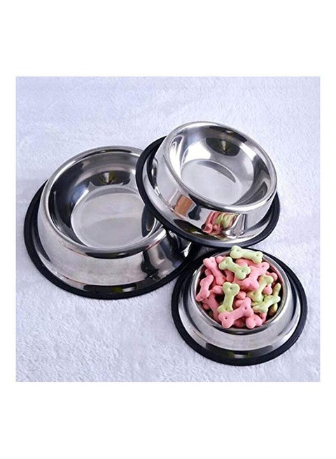 Stainless Steel Pets Food And Water Bowl 3 Pcs - 276 Grams