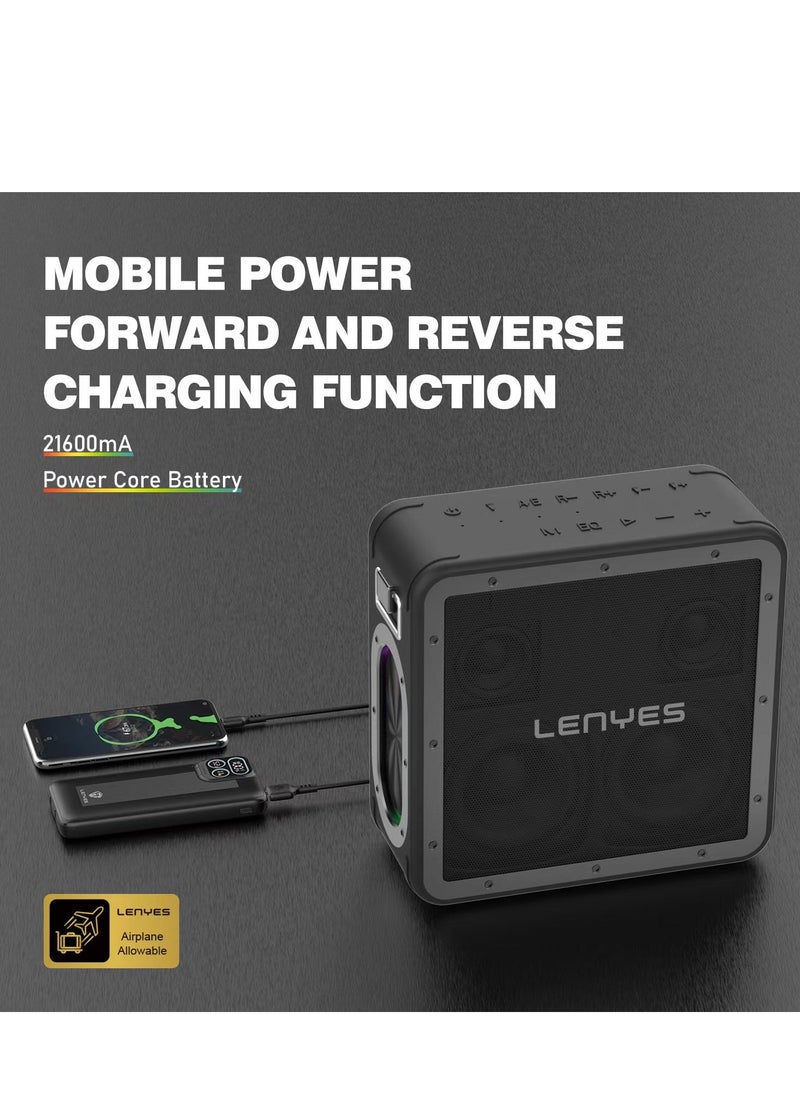 Lenyes - Lenyes S823 Wireless Speaker with Bluetooth V5.0，21600mah Mobile Power Forward And Reverse Charging Function，6.5MM Audio Cable Support A  Variety Of Wired Music Devices. - Image 1
