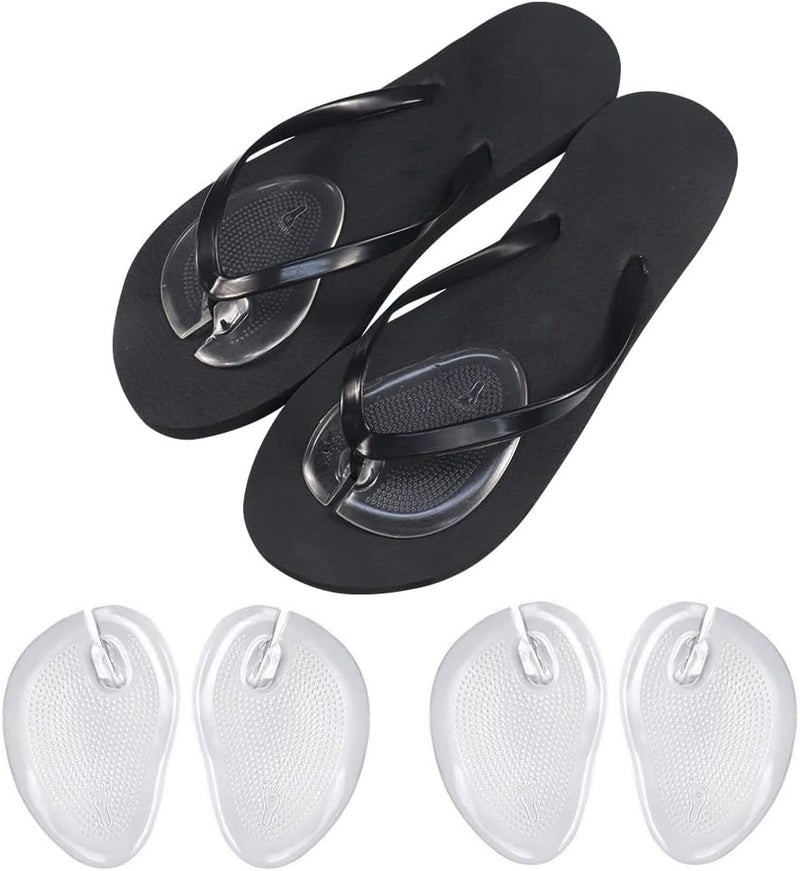 Quupy 2 Pairs Silicone Gel Thong Sandal Cushions Pad Toe Protectors Anti Slip Flip Flop Gel Inserts Guards Insoles Shoes Grip Pads Forefoot Pads 