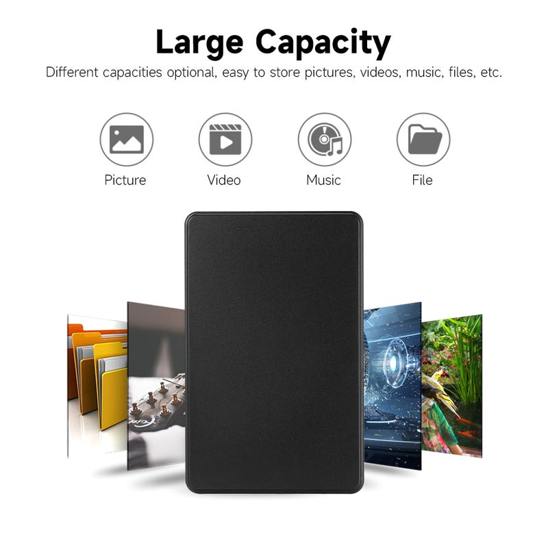 750GB USB2.0 Portable Hard Disk Mobile Hard Drive High-speed Transmission Large Capacity Shockproof Plug and Play Black - Image 3